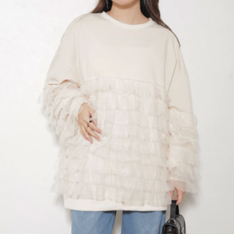 裾チュールティアードフリルトップス | Minayo Select