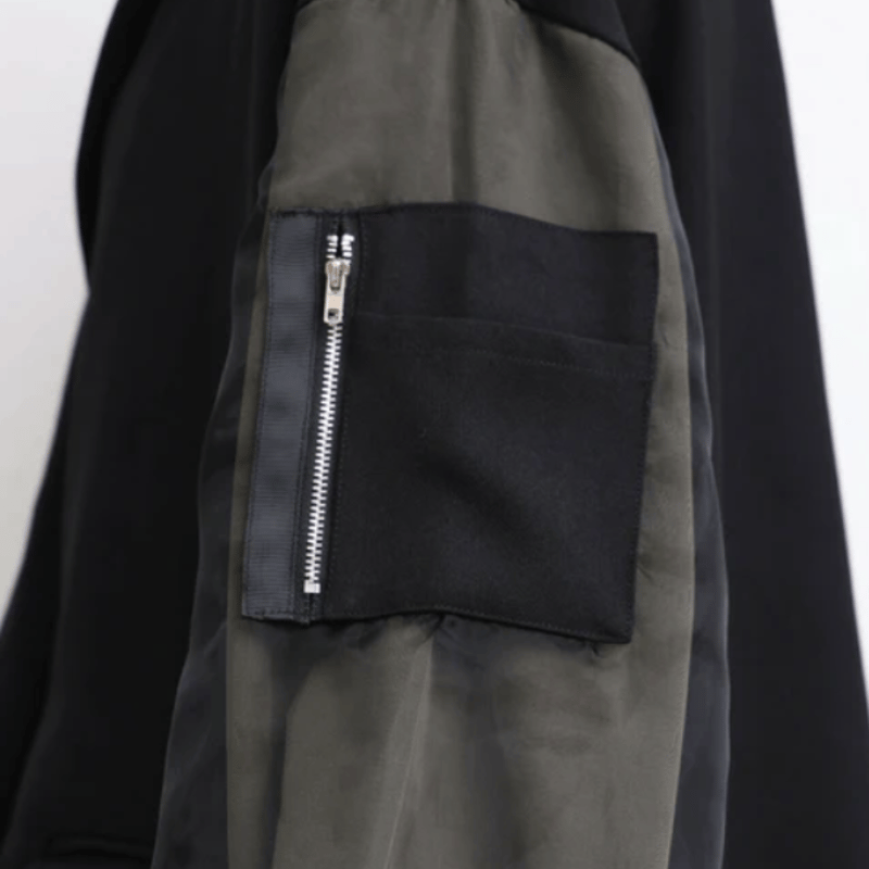 袖チュールレイヤードMA-1風デザインジャケット　ブラック　新品. 予約】袖チュールレイヤード MA-1風 デザインジャケット | hanao