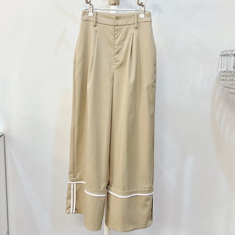 配色パイピングラインタックワイドパンツ