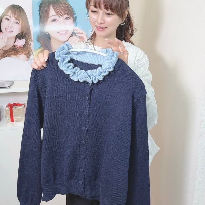 バイカラーラッフルニットカーディガン | Minayo Select