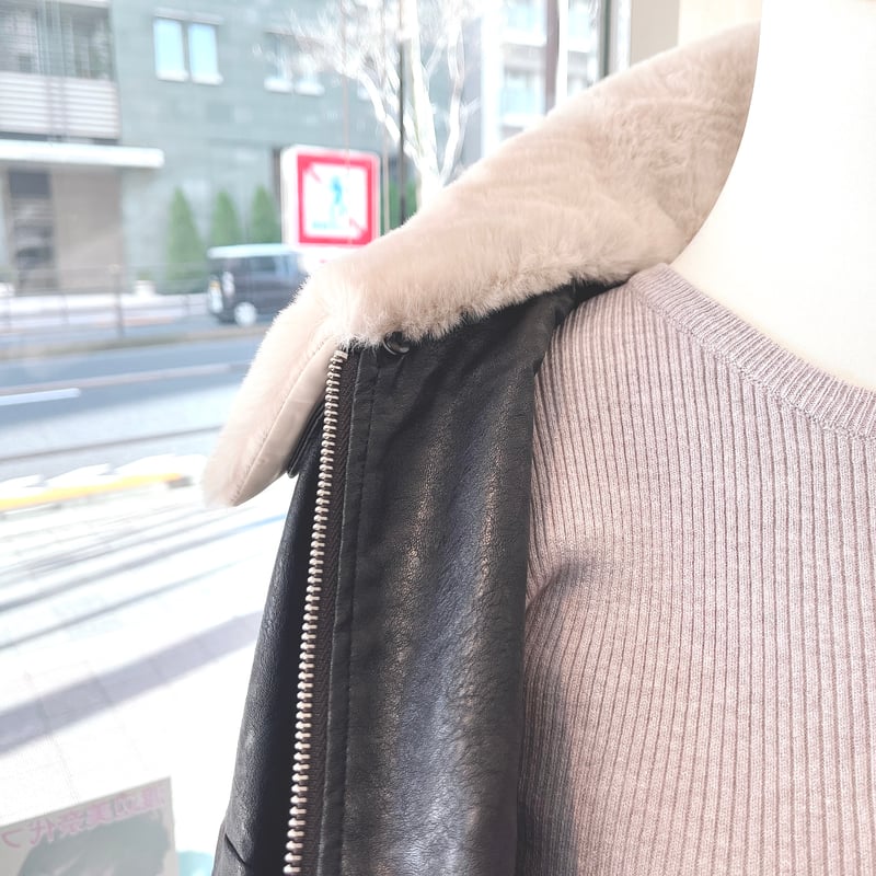 2WAYフェイクレザーファー付きブルゾン | Minayo Select