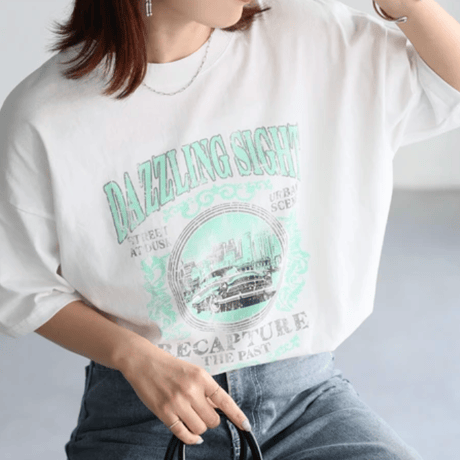 カレッジロゴヴィンテージライクピグメントTシャツ