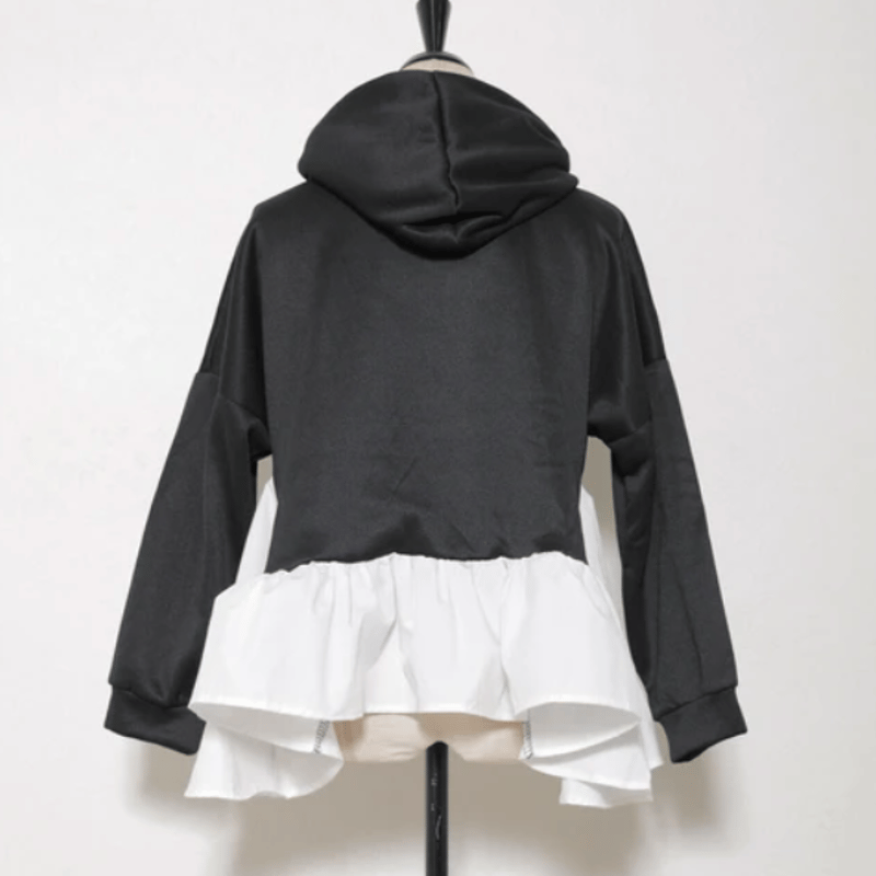 裾異素材切り替えフード付き裏起毛スウェットパーカー | Minayo Select