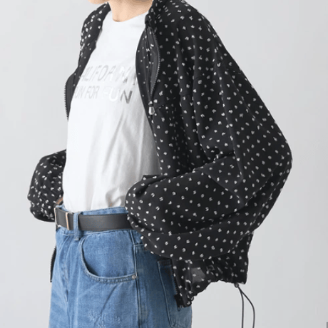 ドット刺繍ジップアップブルゾン