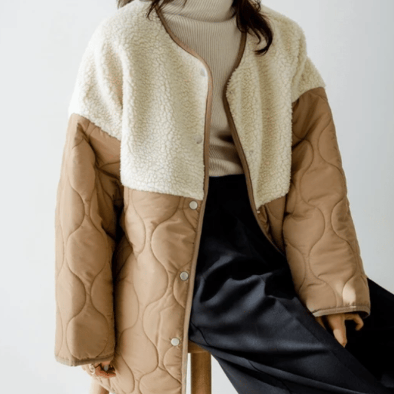 ボア×キルティング中綿ノーカラーブルゾン | Minayo Select