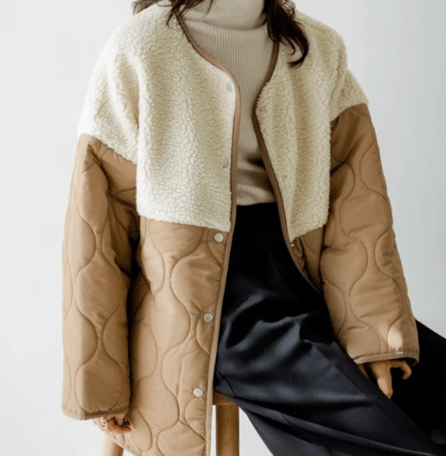 ボア×キルティング中綿ノーカラーブルゾン | Minayo Select