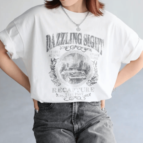 カレッジロゴヴィンテージライクピグメントTシャツ