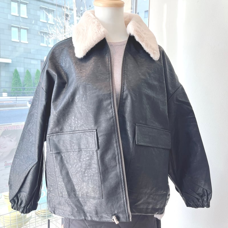 2WAYフェイクレザーファー付きブルゾン | Minayo Select