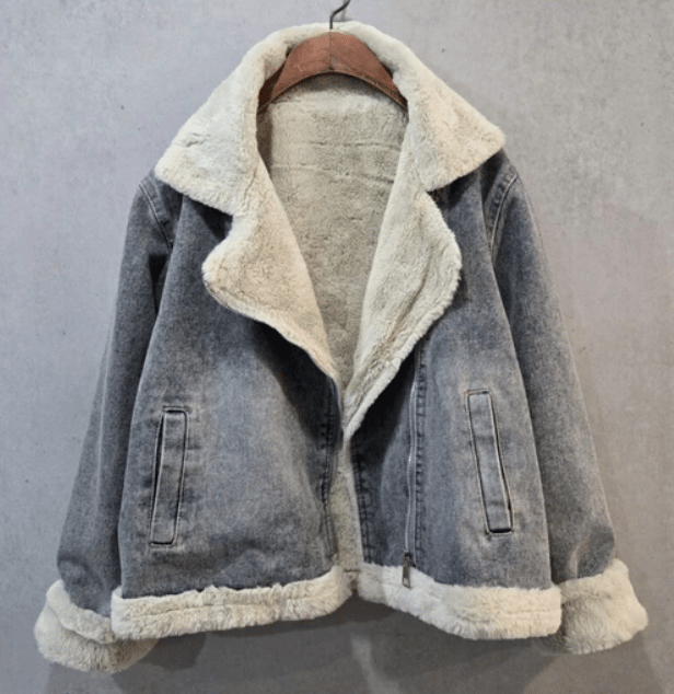 ふんわりファーライダース風デニムジャケット | Minayo Select
