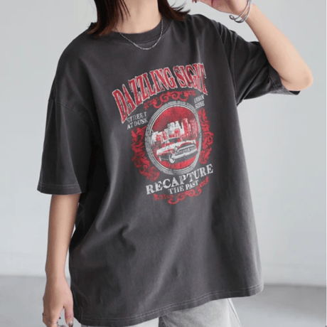 カレッジロゴヴィンテージライクピグメントTシャツ