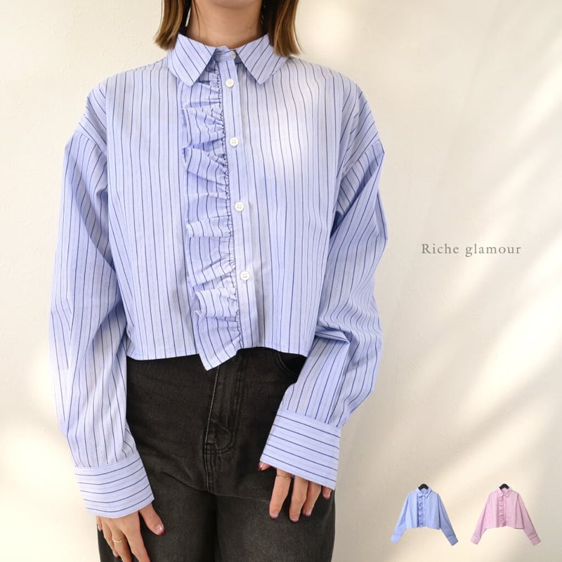 ストライプフリルブラウス | Minayo Select