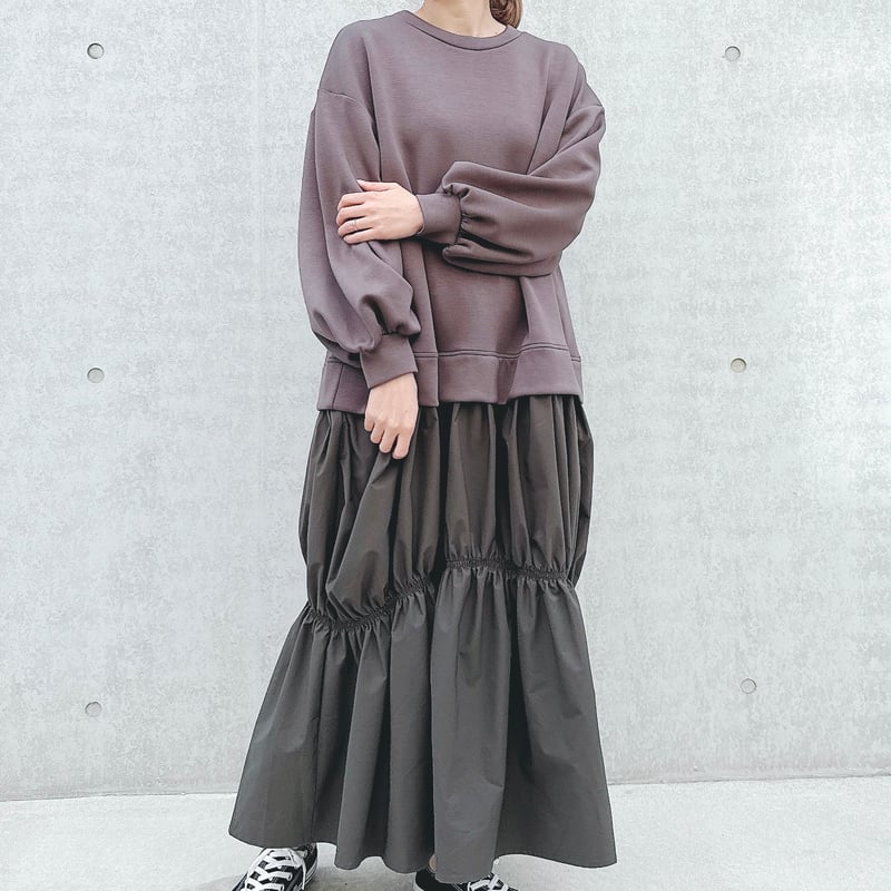 異素材ドッキングギャザーワンピース | Minayo Select