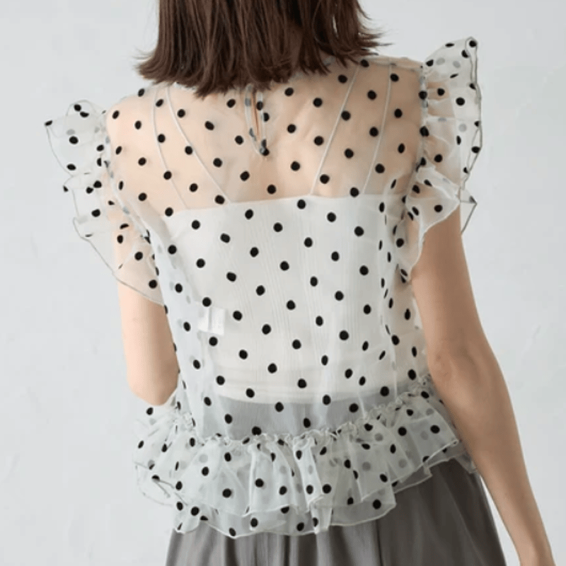 ユッキー フロッキードットチュールシアートップス | Minayo Select