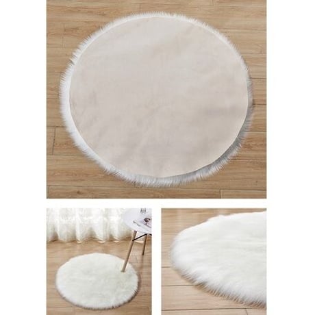 フェイクムートンラグマット　ラウンド　品番：fu-zyf016