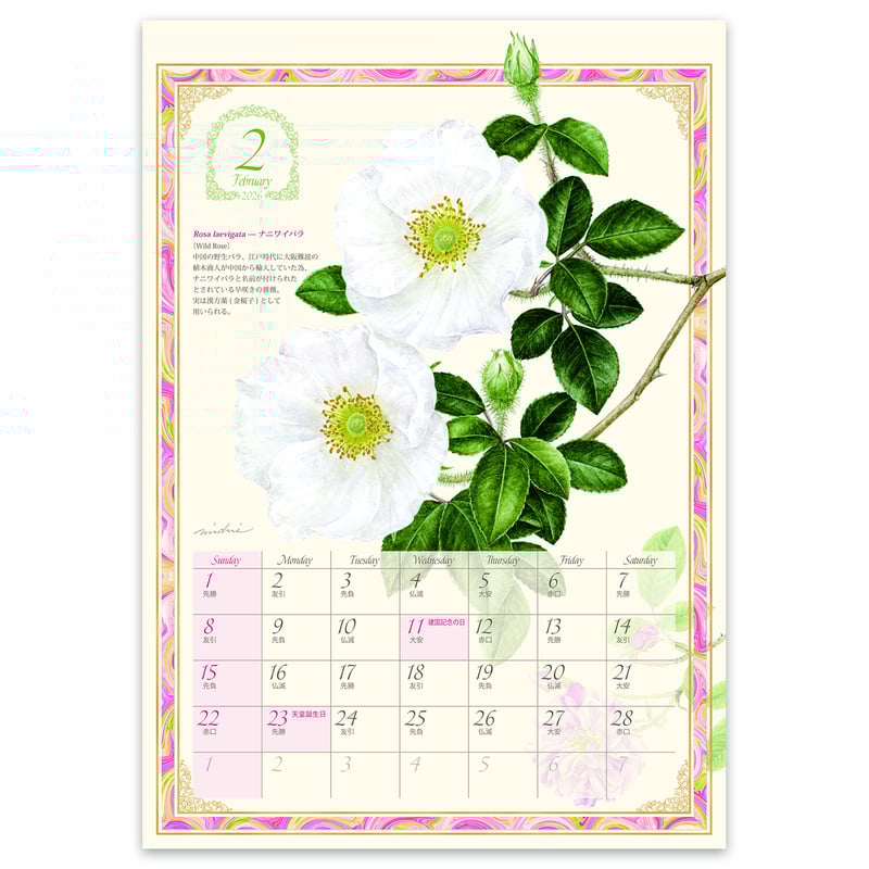 渡辺美奈代本人の直筆サイン入り】2026年ローズカレンダー クラシック