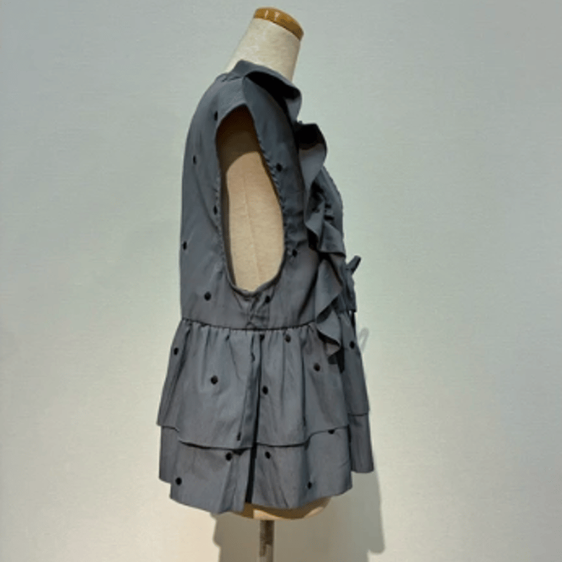 2018AW☆新品未使用☆シャンタンドットフリルベスト ドットフリルペプラムベスト | Minayo Select