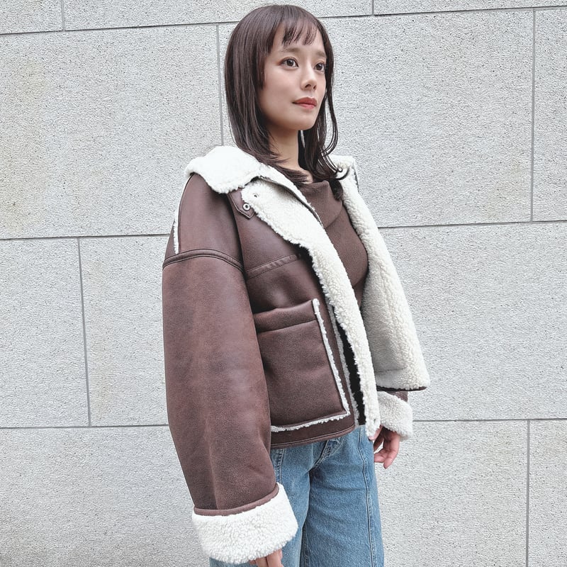 フェイクスエード×ボアボンディングムートンブルゾン | Minayo Select