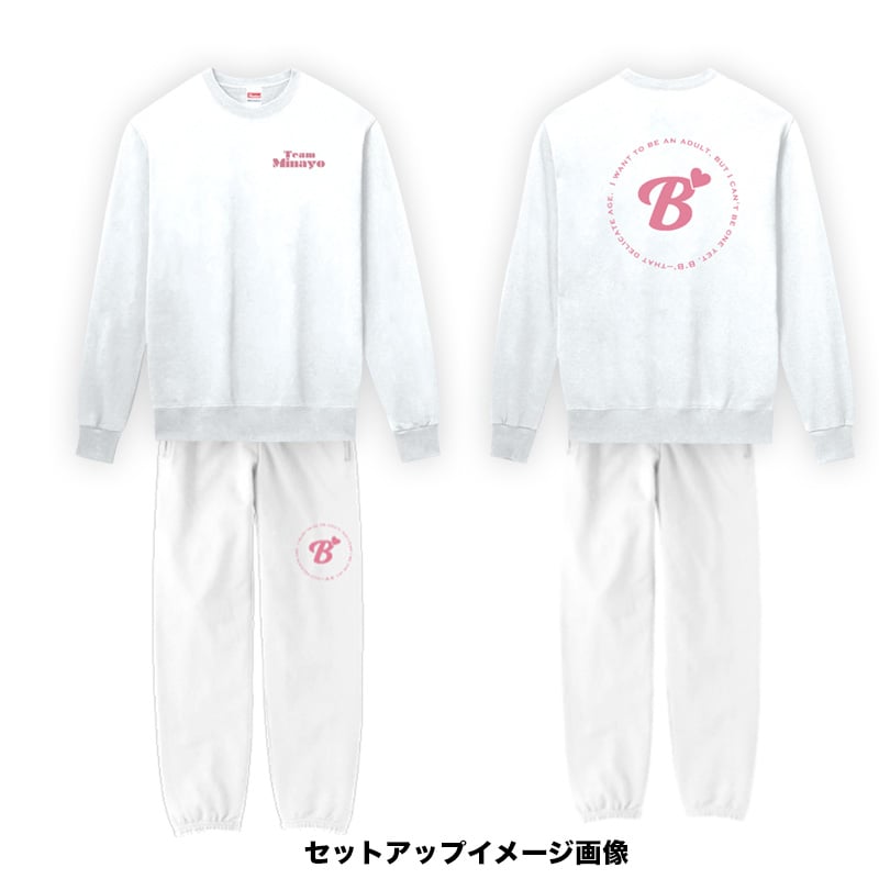 渡辺美奈代オリジナルB'スウェットパンツ ホワイト×ピンク | Minayo Select 渡辺美奈代オリジナルB'スウェットパンツ ホワイト×ピンク | Minayo Select