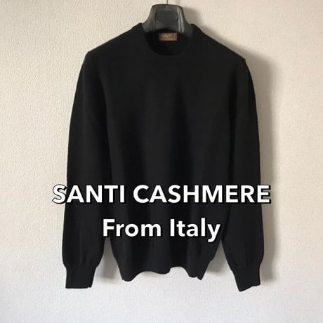 SANTI CASHMERE カシミアクルーネックニット「ブラック」
