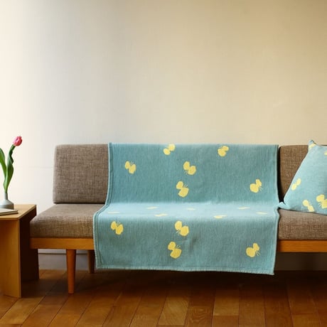 KLIPPAN"シュニールコットンブランケット ハーフ / CHOUCHO(ブルー/イエロー)"