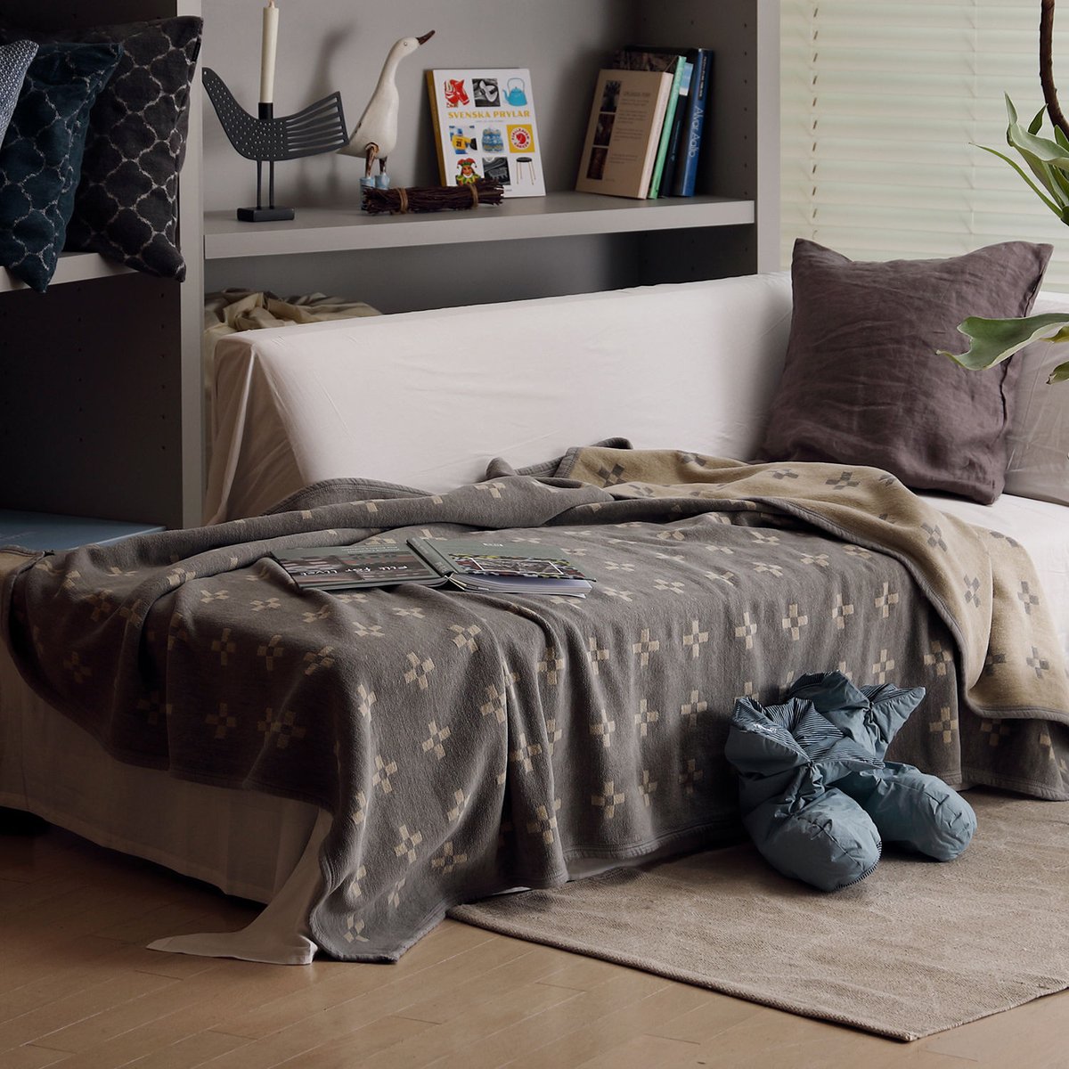 KLIPPANシュニールコットン シングルブランケット シャーンスンド グレー cotton blanket シャーンスンド シングル（gray）140×180cm