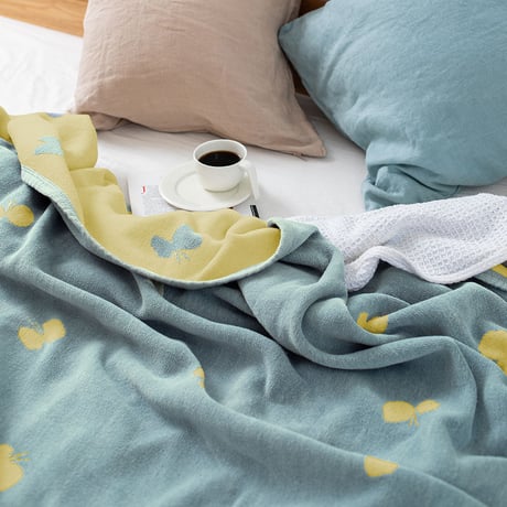 KLIPPAN"シュニールコットンブランケット シングル / CHOUCHO(ブルー/イエロー)"