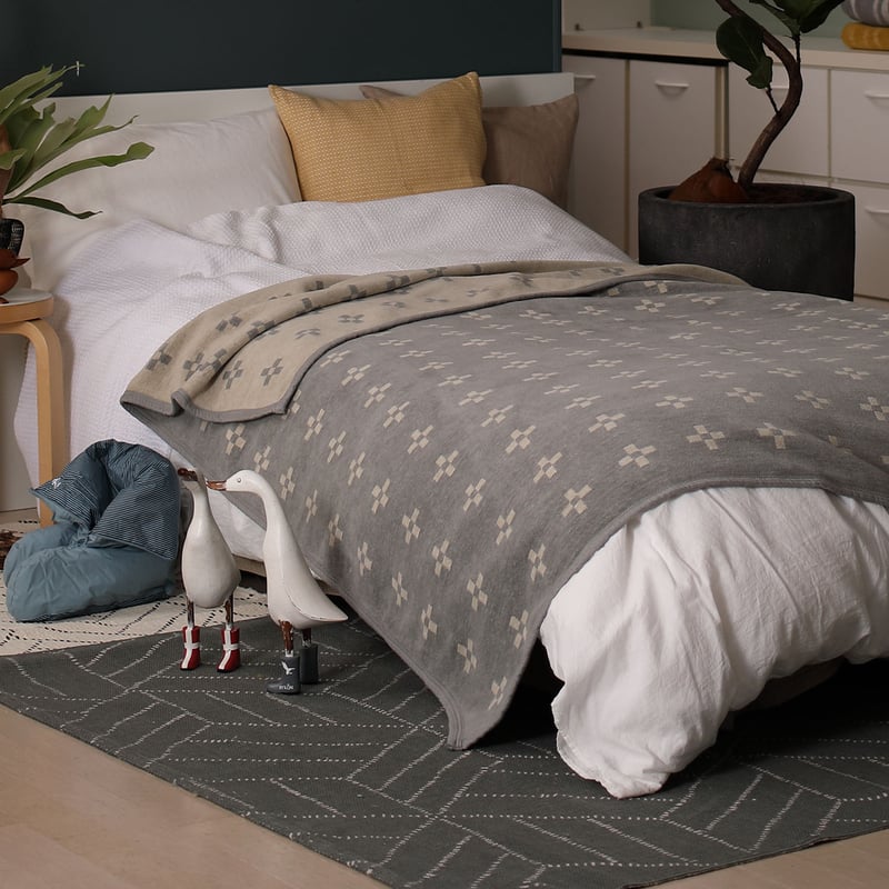 KLIPPANシュニールコットン シングルブランケット シャーンスンド グレー cotton blanket シャーンスンド シングル（gray）140×180cm