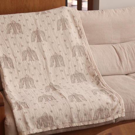 KLIPPAN"リネン＆シュニールコットンブランケット シングル/ birds in the snow(ナチュラル)"