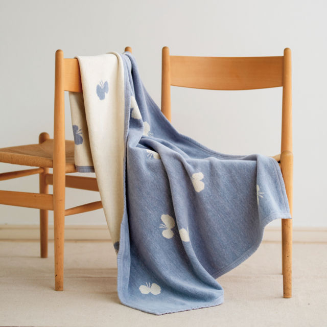 KLIPPAN♪シュニール糸 バタフライ柄 ハーフブランケット KLIPPAN♪シュニール糸 バタフライ柄 ハーフブランケット