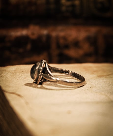 Stone twist vintage sterling silver ring