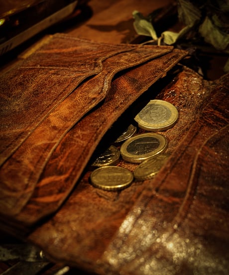 Leather 7P pocket vintage tri-fold wallet