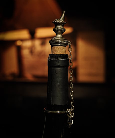 French Antique Wine Bottle Pourer & Stopper with Chain