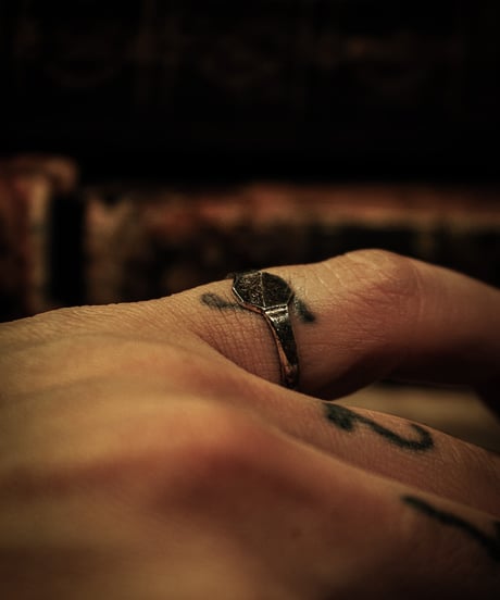 Half Engraved sterling silver signet ring