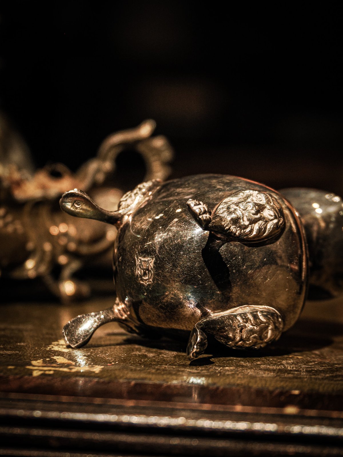 Victorian EPNS Silver Salt Pot with Lion Mask F