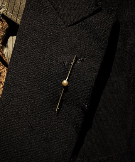 Edwardian Silver Bar Brooch with Single Pearl