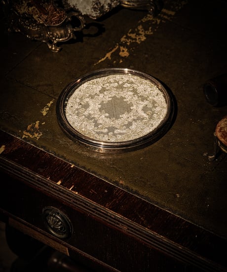 French Antique Lace-Under-Glass Trinket Tray