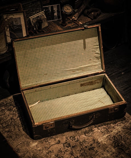 British Military-Style Canvas Trunk / 1930s Vintage Travel Case