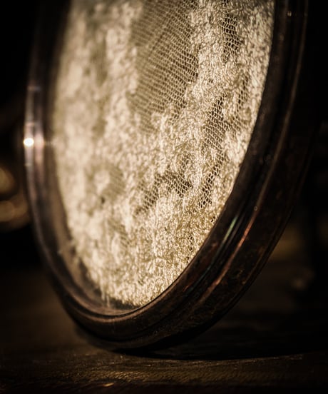 French Antique Lace-Under-Glass Trinket Tray