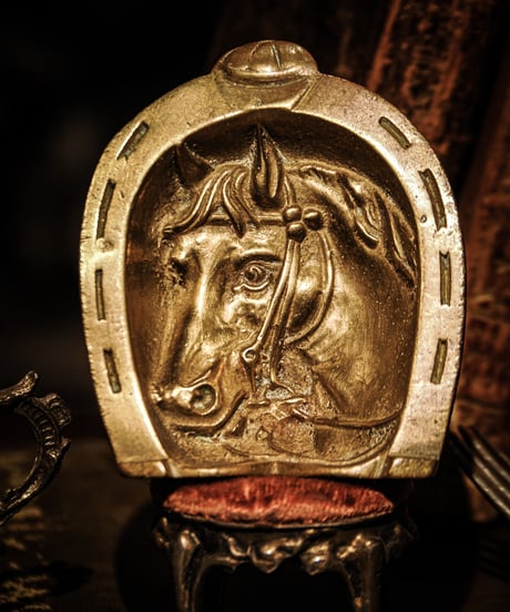 Brass Horse Motif Ashtray