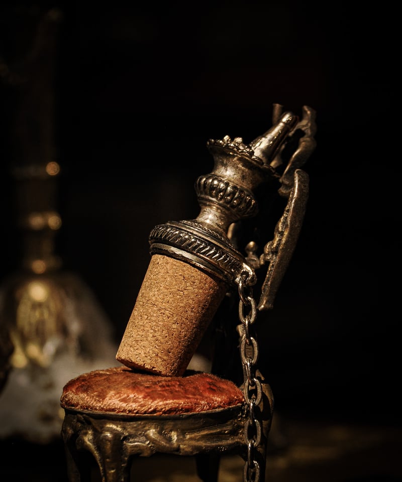 French Antique Wine Bottle Pourer & Stopper wit