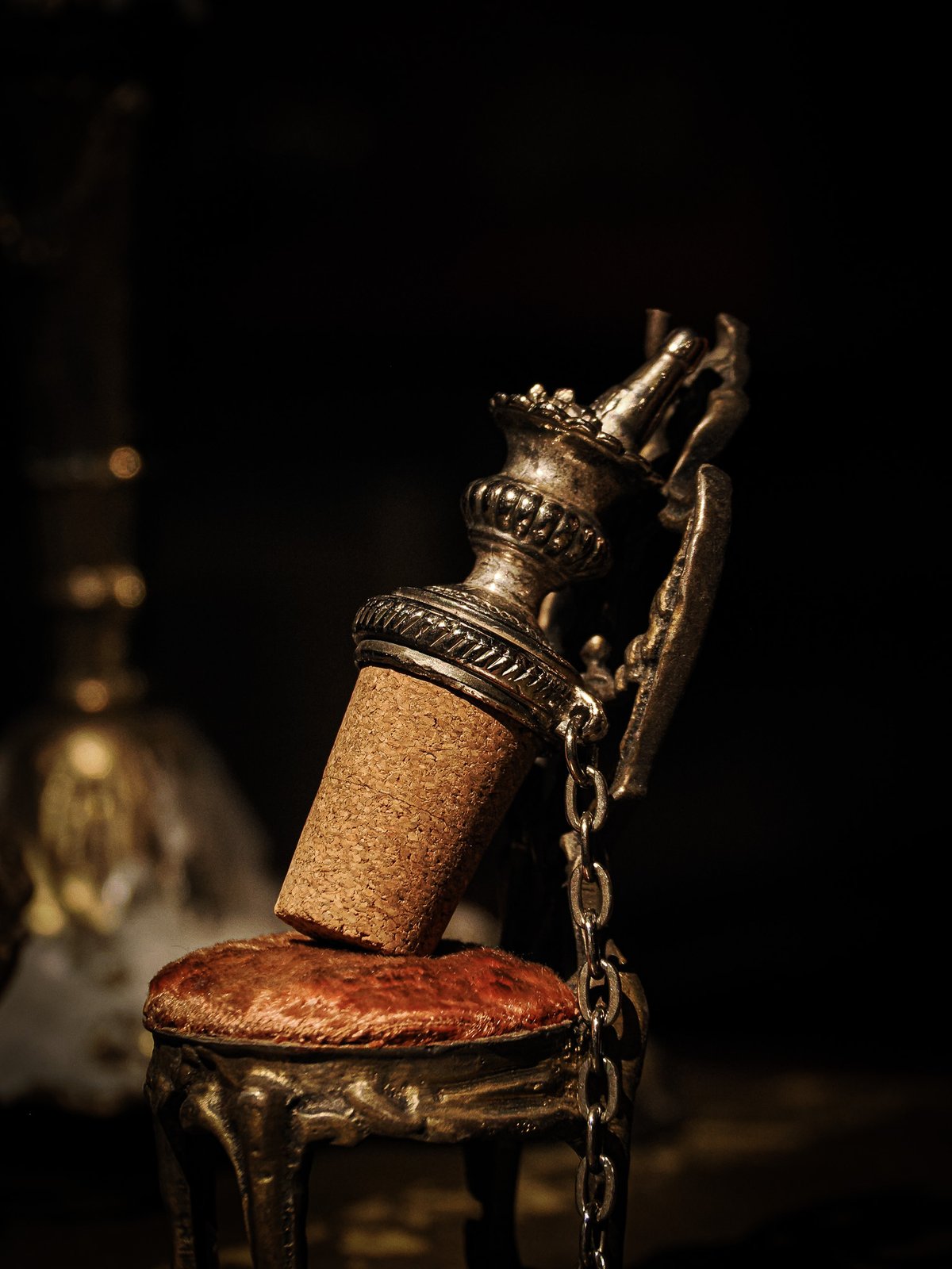 French Antique Wine Bottle Pourer & Stopper wit