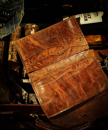 Leather 7P pocket vintage tri-fold wallet