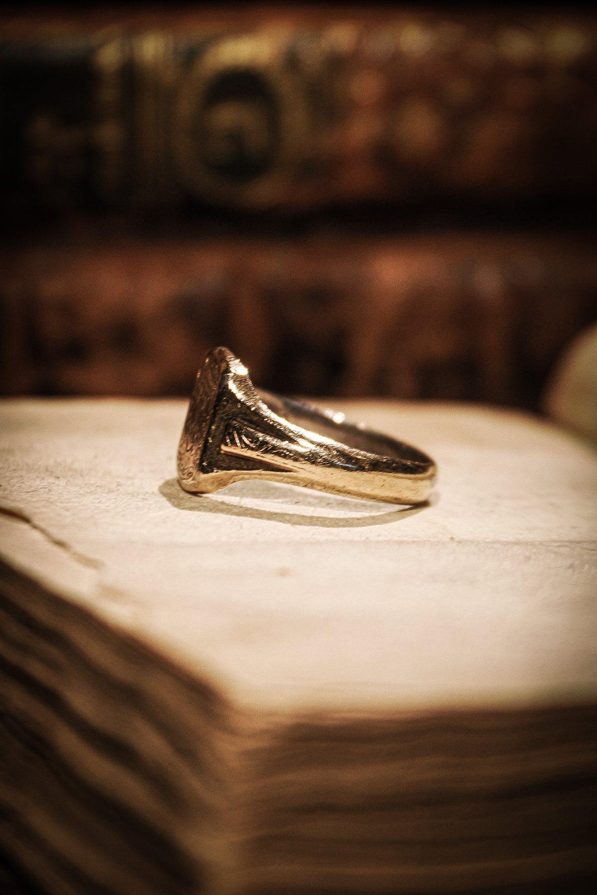 9ct gold＆sterling silver calligraphy signet rin