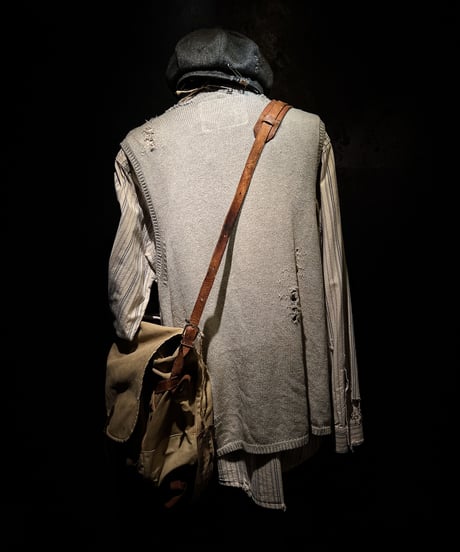 Canvas leather belt shoulder bag