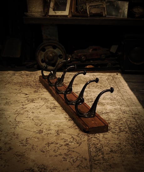 Vintage Industrial Wall Hook Rack / England 1940–50s
