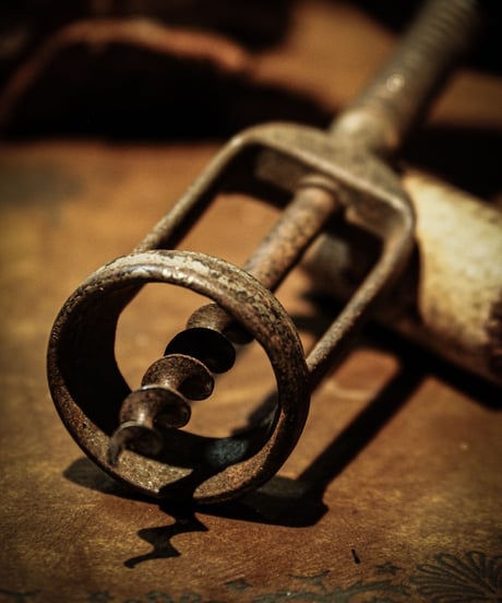 Wood hand antique corkscrew