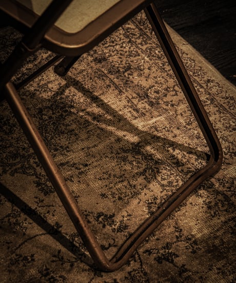 Mid-Century U.S. Folding Chair / Beige Steel Frame