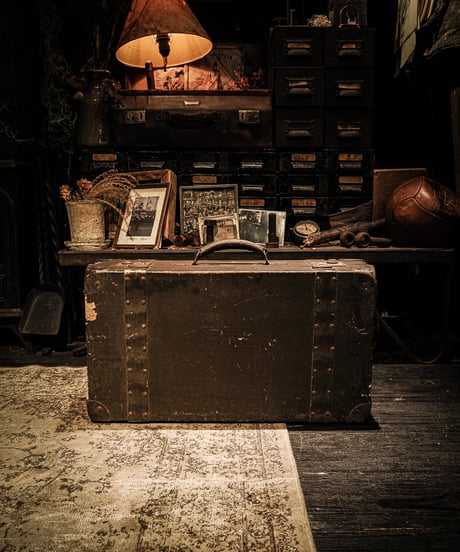 British Military-Style Canvas Trunk / 1930s Vintage Travel Case