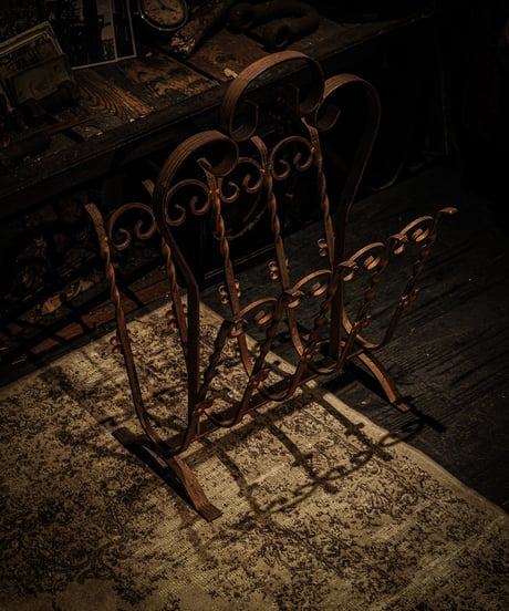French Mid-Century Wrought Iron Record Rack / Magazine Holder