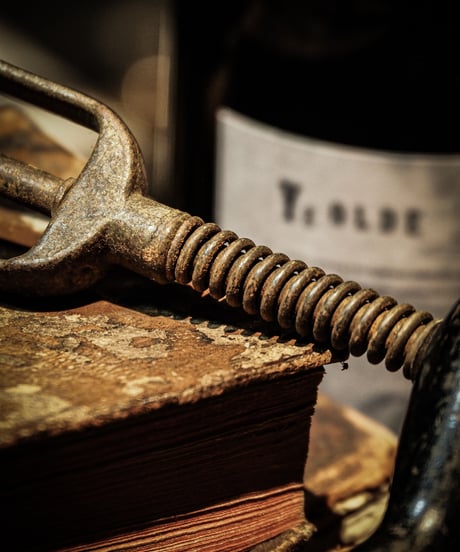 Wood hand antique corkscrew
